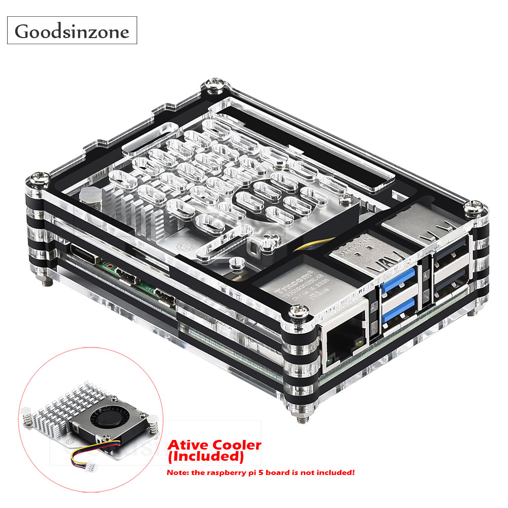 Raspberry Pi 5 8Gb Kit - Carcasa acrílica con ventilador de refrigeración