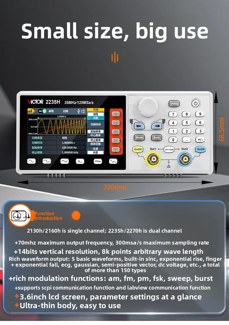 Generador de Señales VICTOR de - Function Arbitrary Waveform Generator reseña y precio