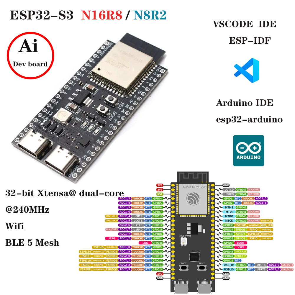 Placas de Desarrollo ESP32-S3  - Esp32 S3 Development Board Lot reseña y precio